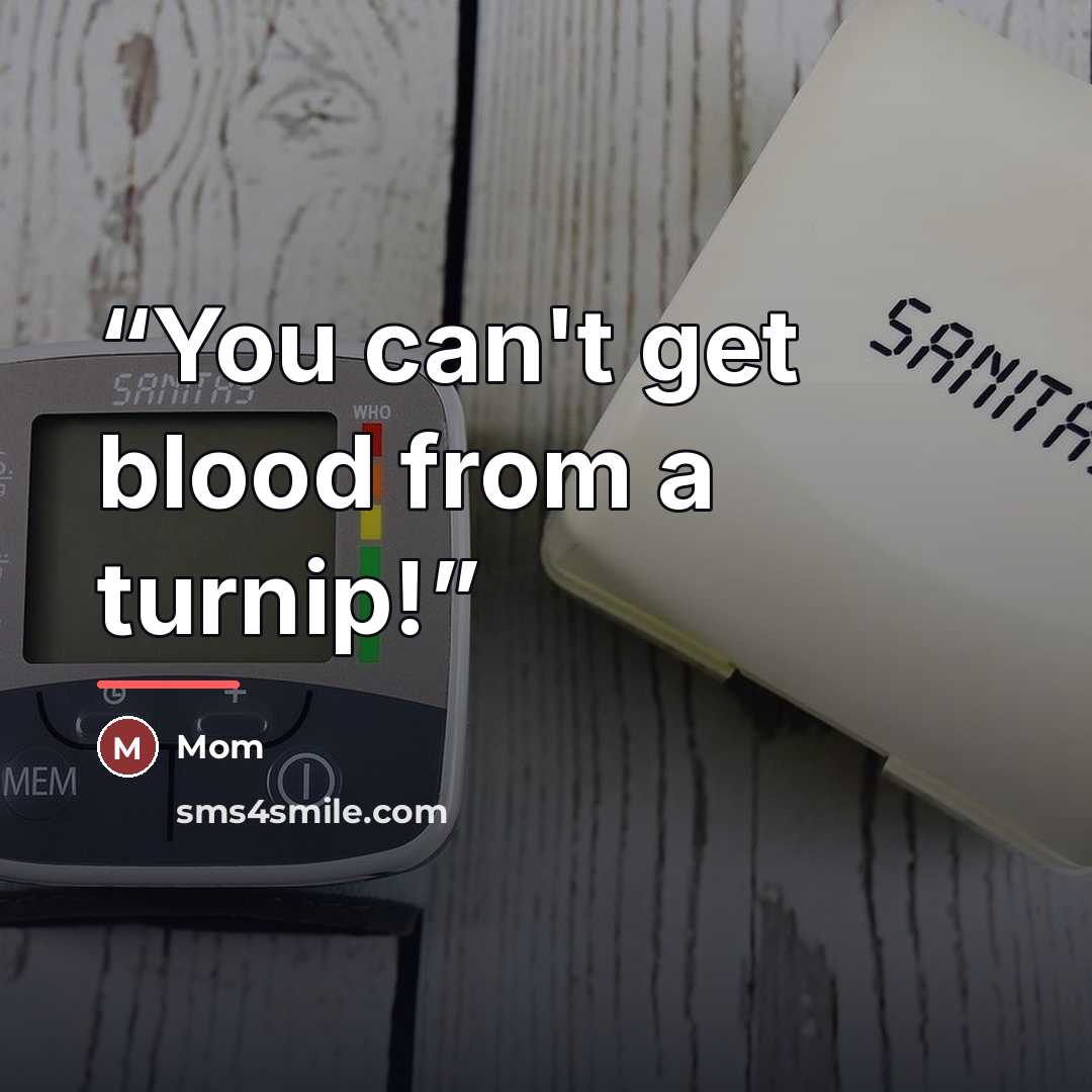 “You can't get blood from a turnip!” quote by Mom