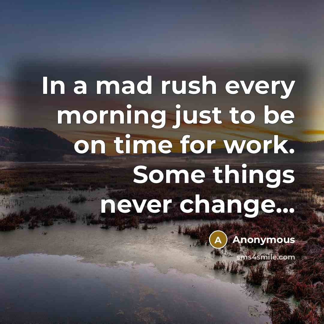“In a mad rush every morning just to be on time for work. Some things never change...” quote by Anonymous