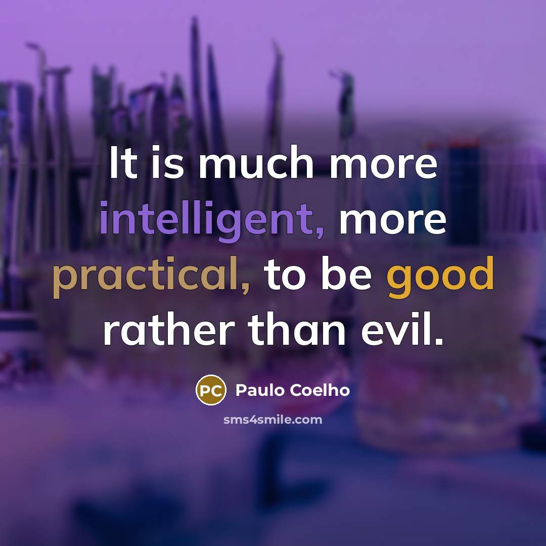 “It is much more intelligent, more practical, to be good rather than evil.” quote by Paulo Coelho