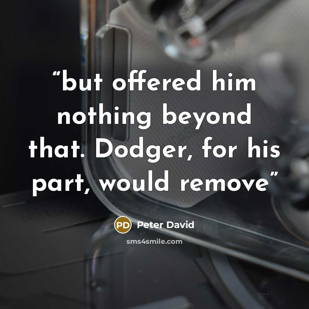 “but offered him nothing beyond that. Dodger, for his part, would remove” quote by Peter David