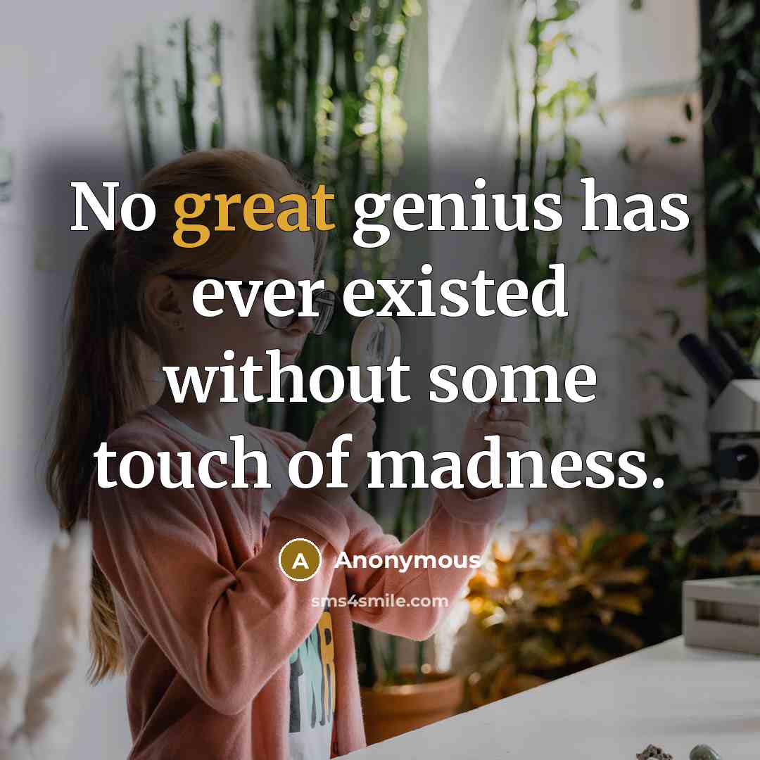 “No great genius has ever existed without some touch of madness.” quote by Anonymous