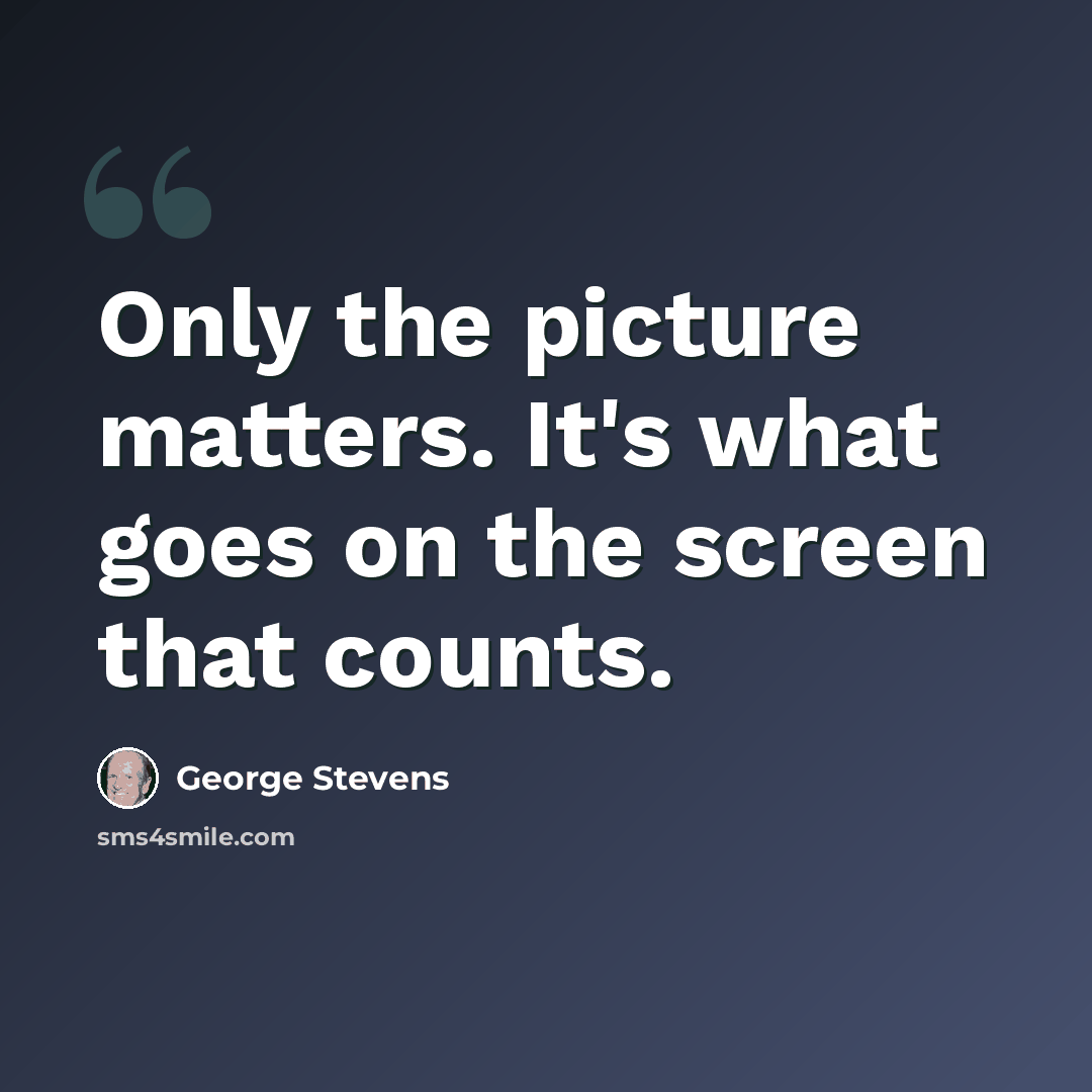“Only the picture matters. It's what goes on the screen that counts.” quote by George Stevens