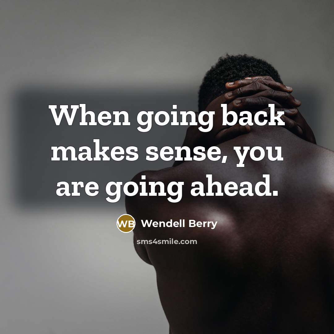 “When going back makes sense, you are going ahead.” quote by Wendell Berry