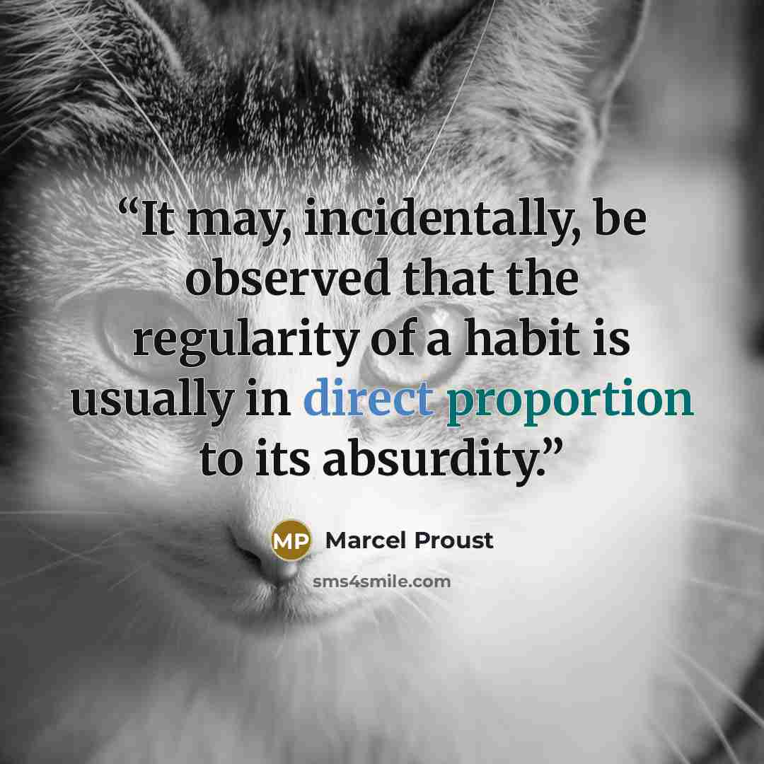 “It may, incidentally, be observed that the regularity of a habit is usually in direct proportion to its absurdity.” quote by Marcel Proust