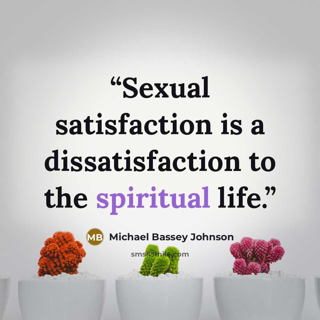 “Sexual satisfaction is a dissatisfaction to the spiritual life.” quote by Michael Bassey Johnson
