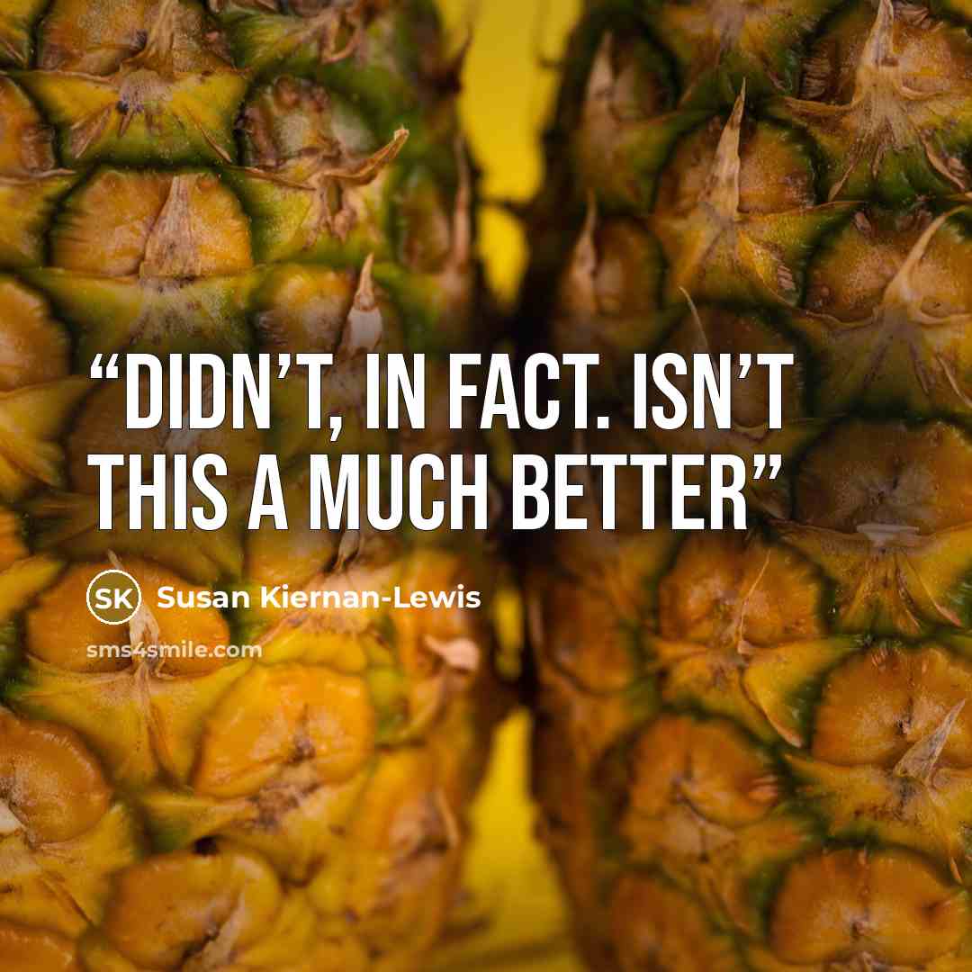 “didn’t, in fact. Isn’t this a much better” quote by Susan Kiernan-Lewis