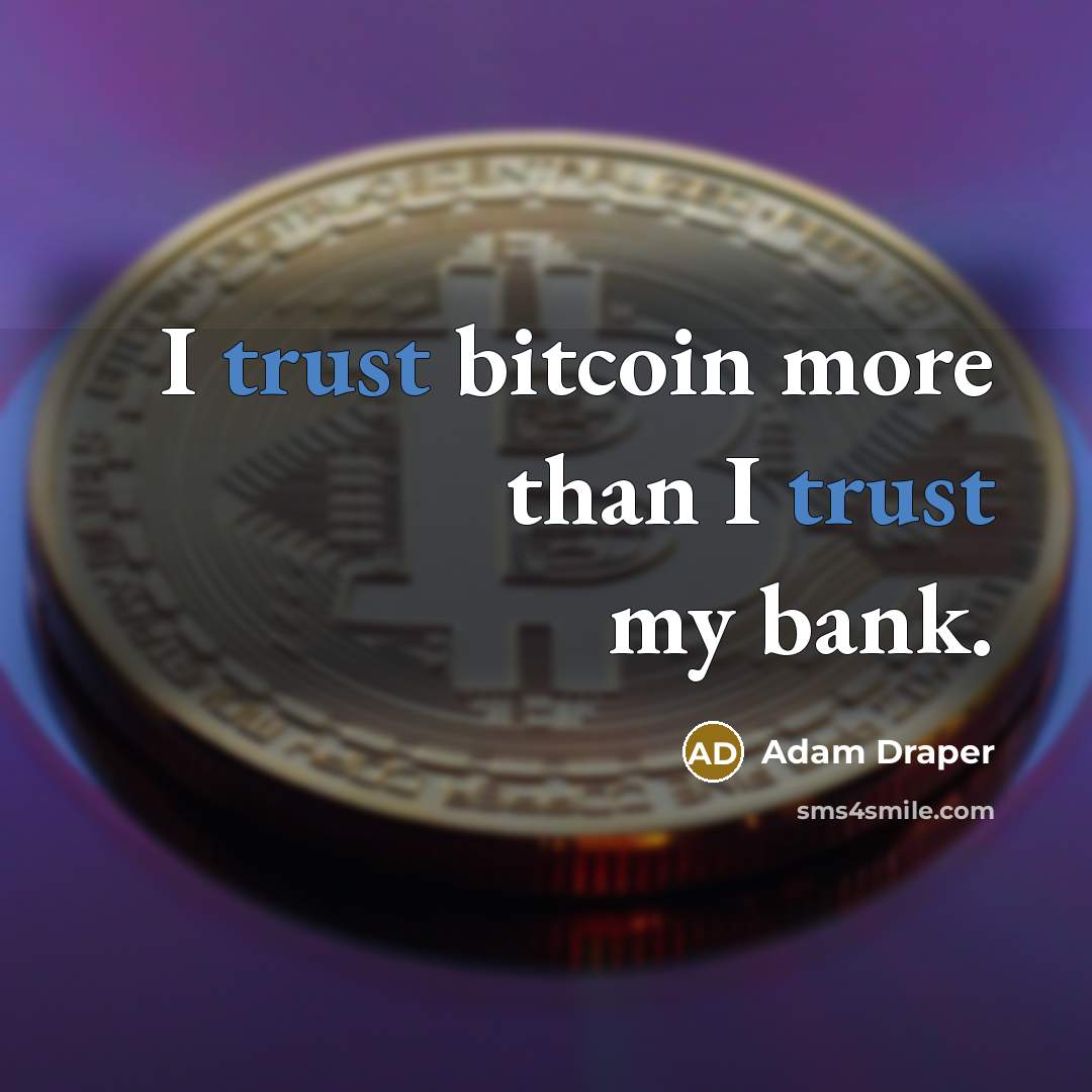 “I trust bitcoin more than I trust my bank.” quote by Adam Draper
