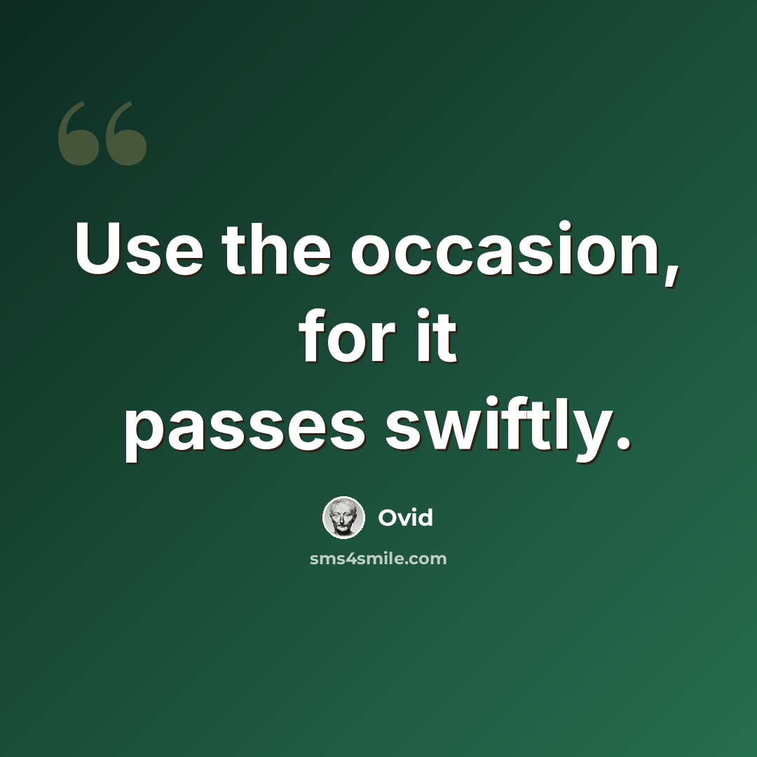 “Use the occasion, for it passes swiftly.” quote by Ovid