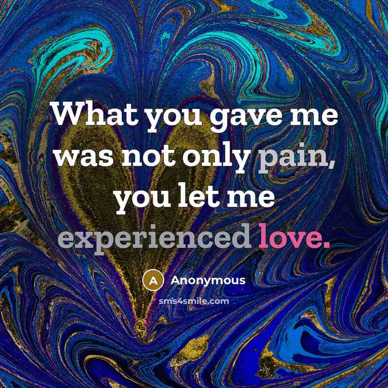 “What you gave me was not only pain, you let me experienced love.” quote by Anonymous
