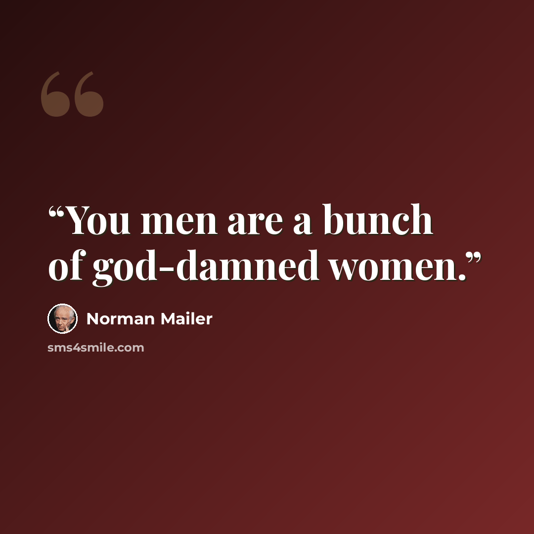 “You men are a bunch of god-damned women.” quote by Norman Mailer