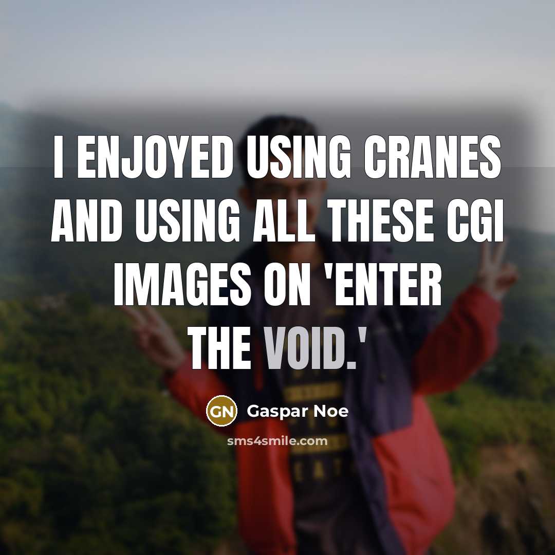 “I enjoyed using cranes and using all these CGI images on 'Enter the Void.'” quote by Gaspar Noe