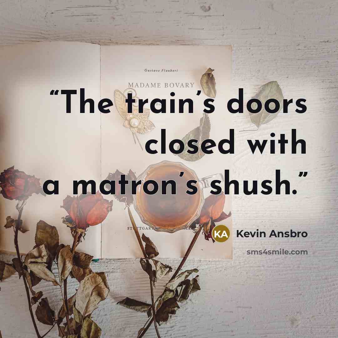 “The train’s doors closed with a matron’s shush.” quote by Kevin Ansbro