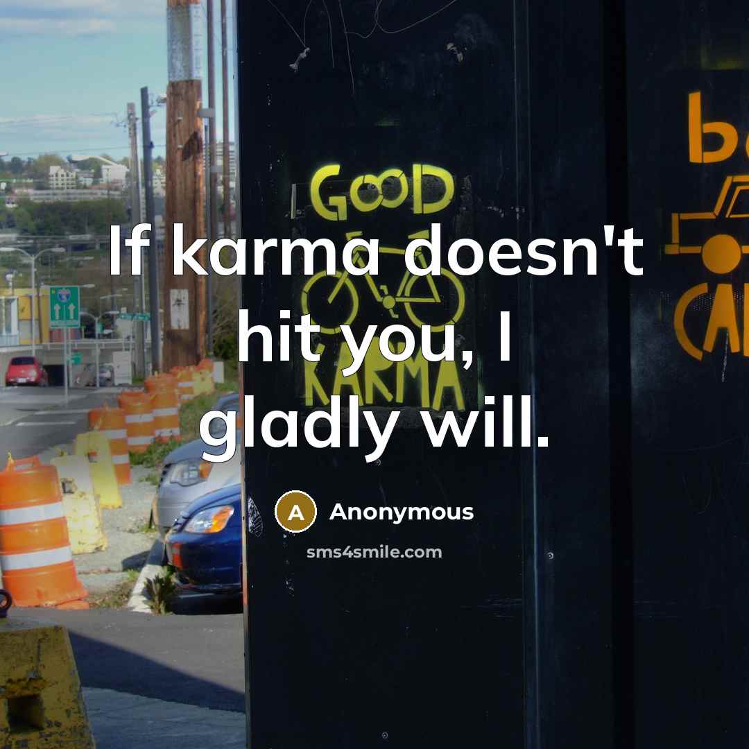 “If karma doesn't hit you, I gladly will.” quote by Anonymous
