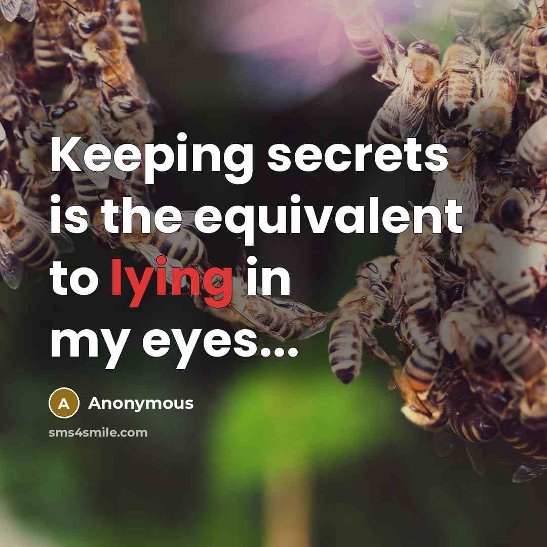 “Keeping secrets is the equivalent to lying in my eyes...” quote by Anonymous