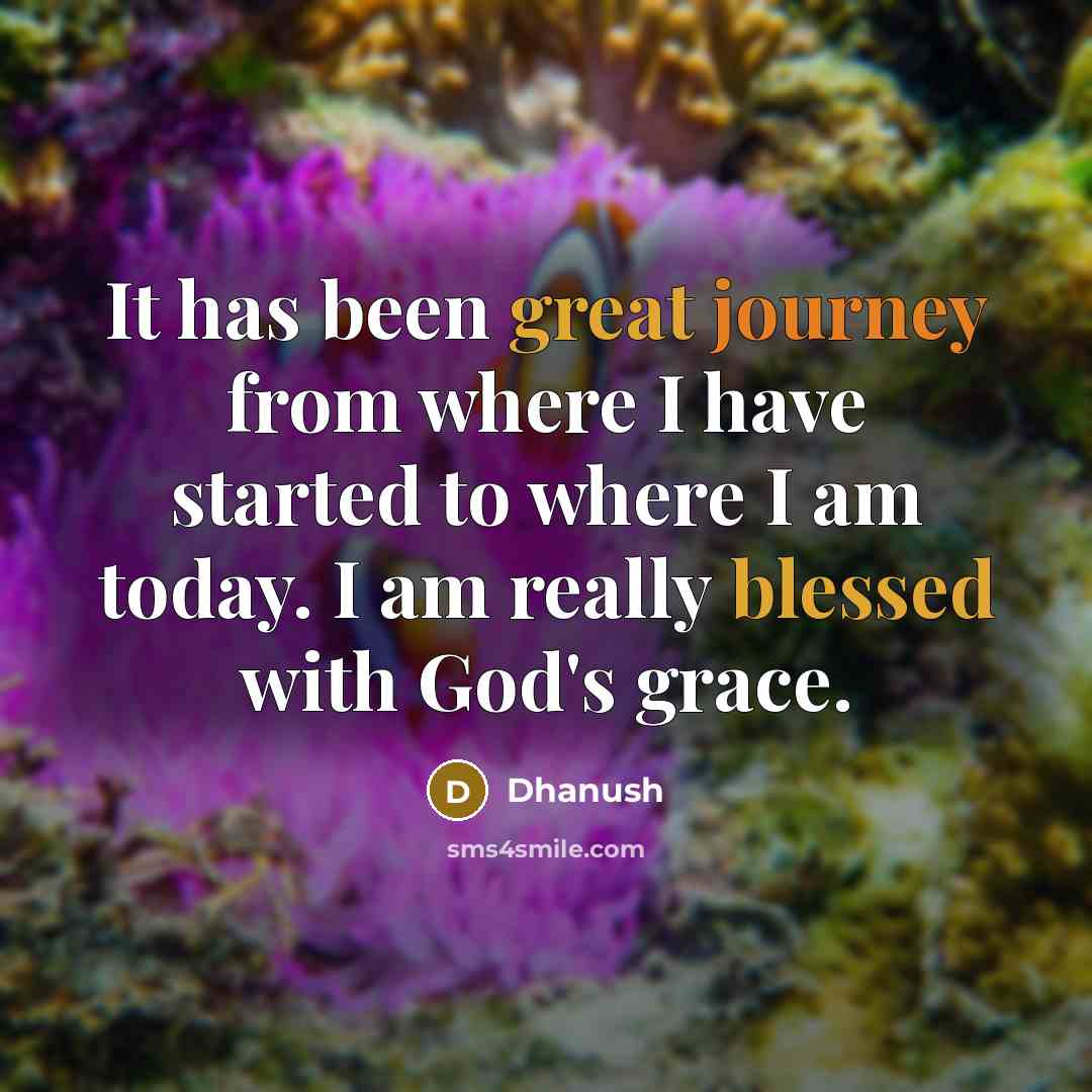 “It has been great journey from where I have started to where I am today. I am really blessed with God's grace.” quote by Dhanush