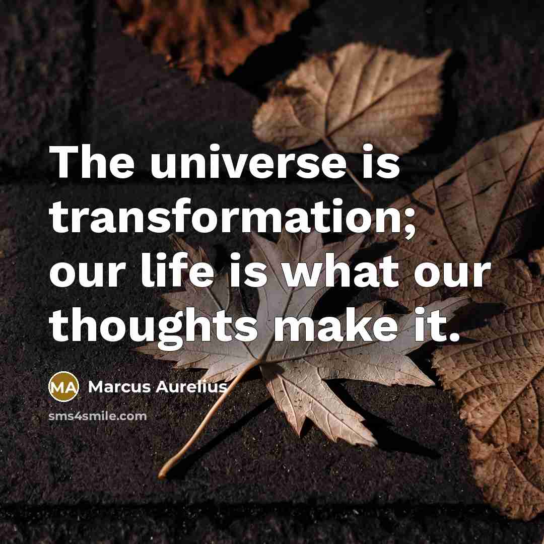 “The universe is transformation; our life is what our thoughts make it.” quote by Marcus Aurelius