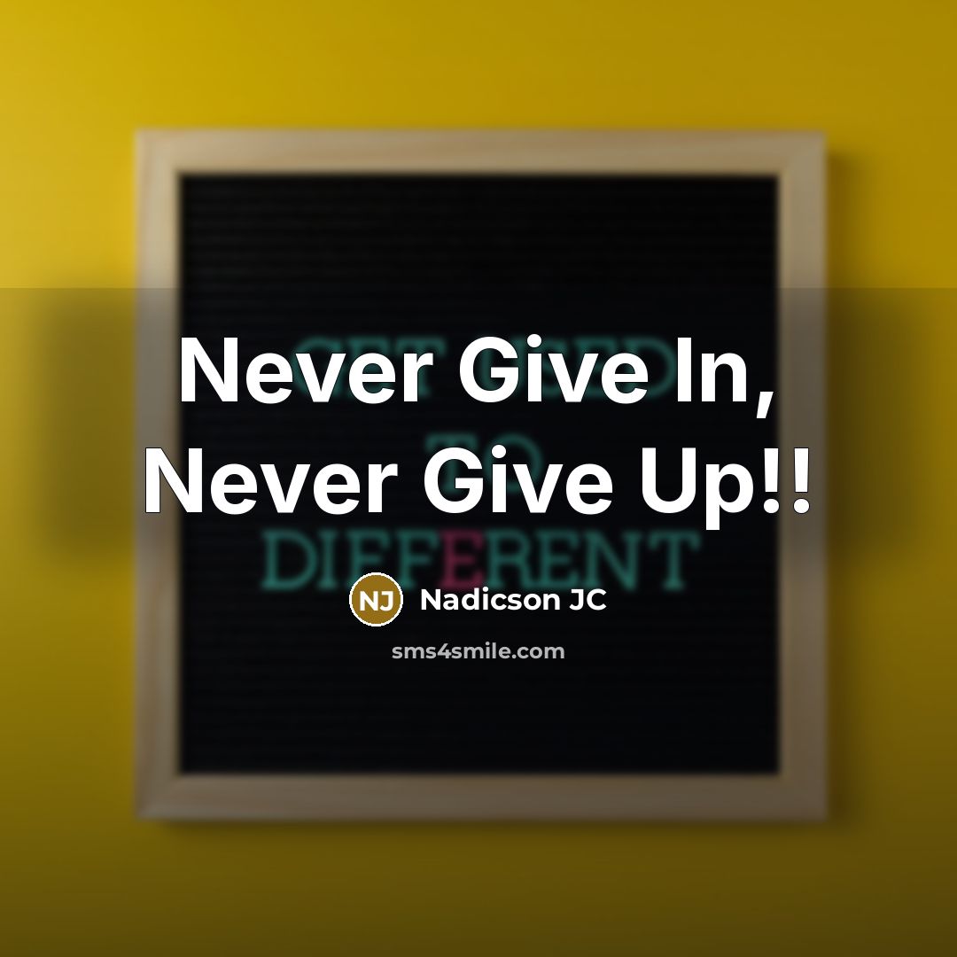 “Never Give In, Never Give Up!!” quote by Nadicson JC
