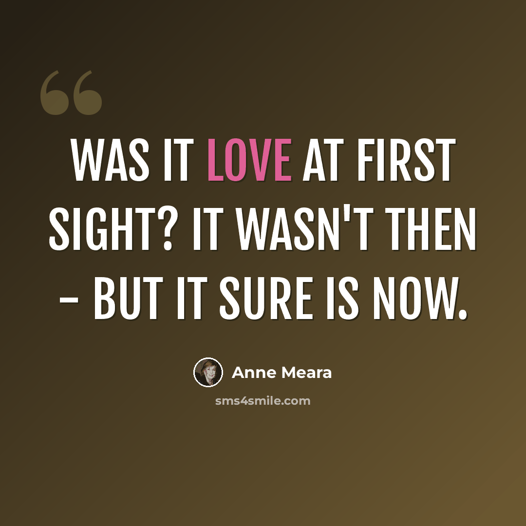 “Was it love at first sight? It wasn't then - but it sure is now.” quote by Anne Meara
