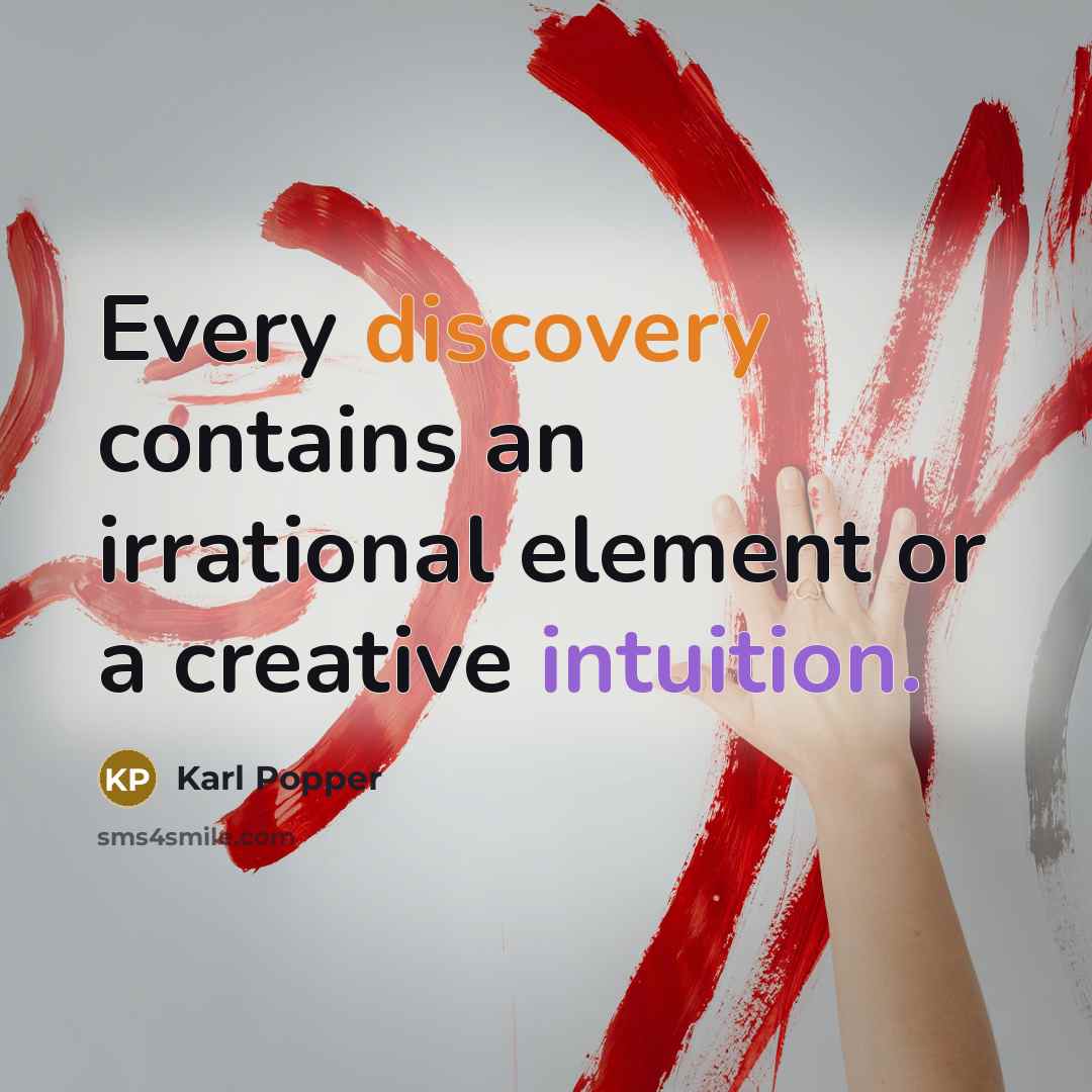 “Every discovery contains an irrational element or a creative intuition.” quote by Karl Popper