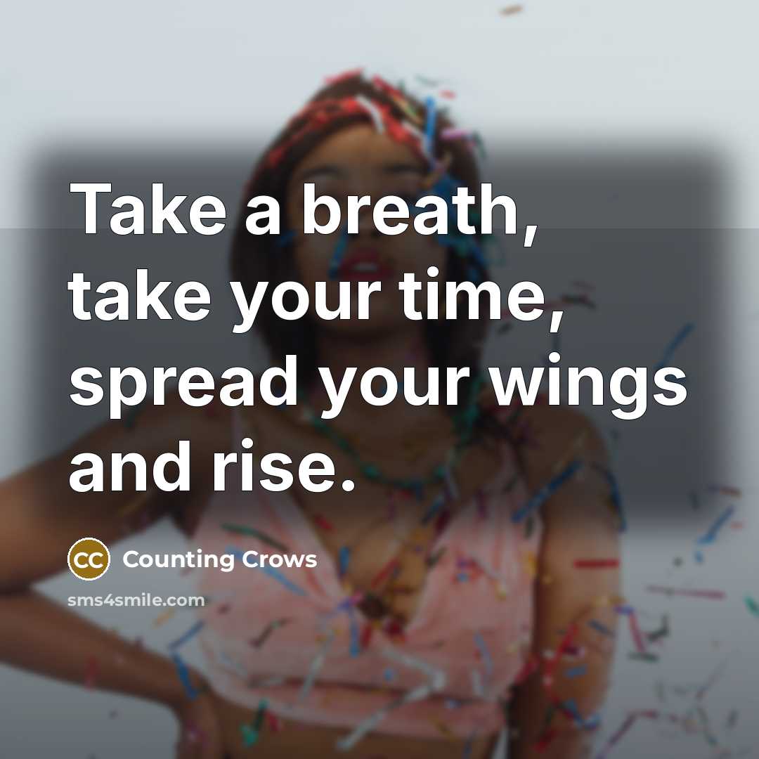 “Take a breath, take your time, spread your wings and rise.” quote by Counting Crows