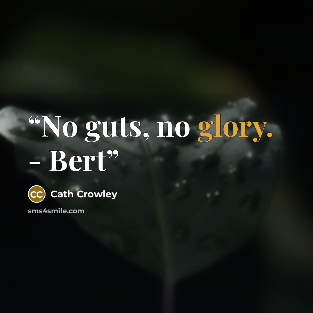 “No guts, no glory. - Bert” quote by Cath Crowley
