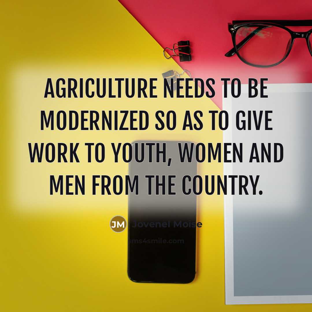 “Agriculture needs to be modernized so as to give work to youth, women and men from the country.” quote by Jovenel Moise