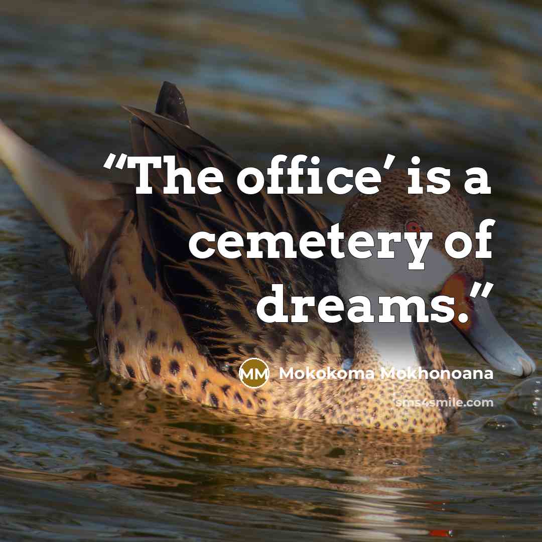 “The office’ is a cemetery of dreams.” quote by Mokokoma Mokhonoana