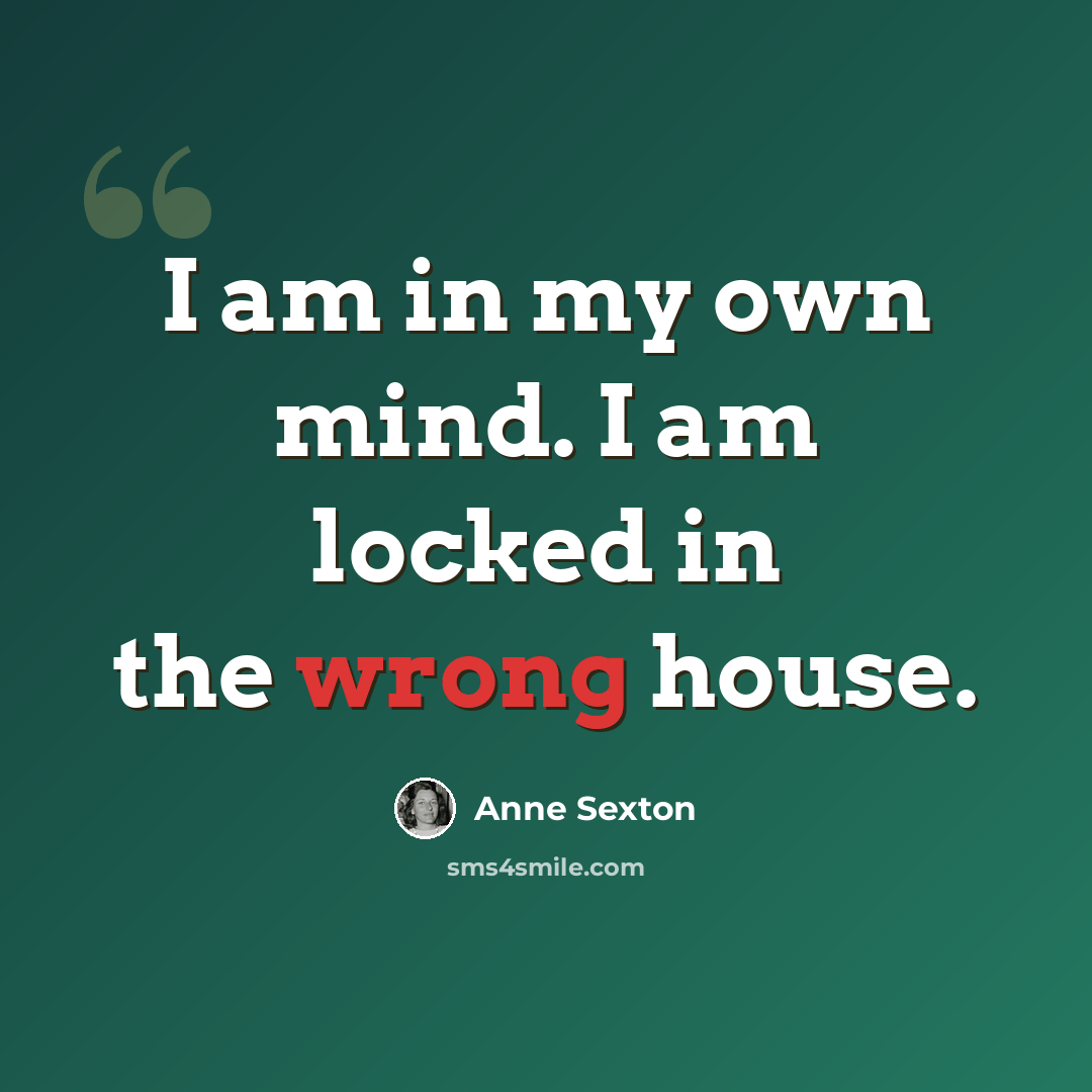 “I am in my own mind. I am locked in the wrong house.” quote by Anne Sexton