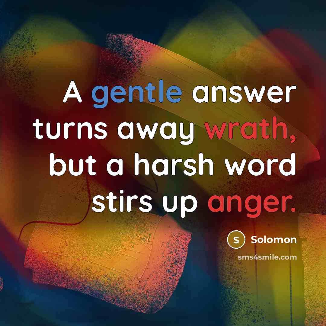 “A gentle answer turns away wrath, but a harsh word stirs up anger.” quote by Solomon
