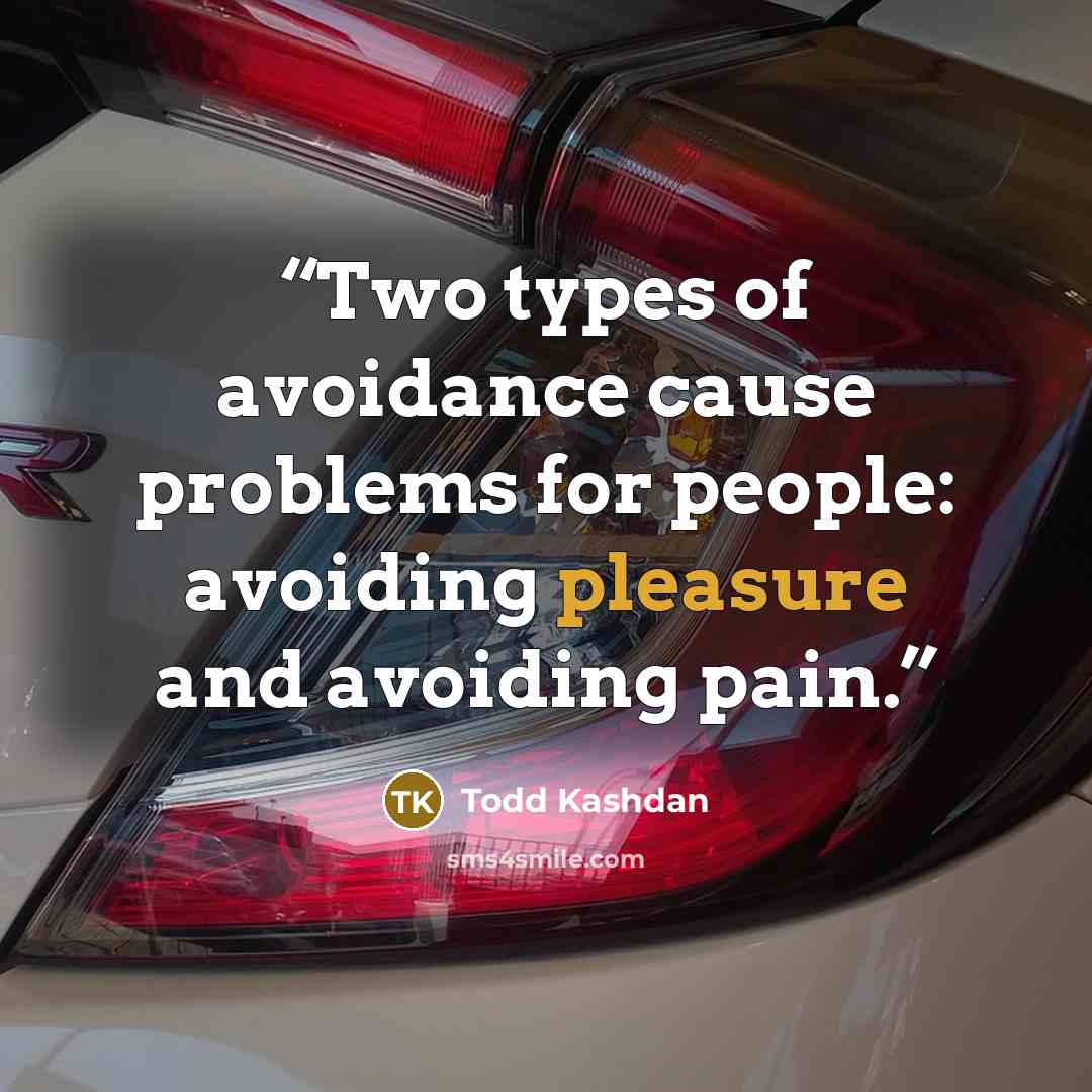 “Two types of avoidance cause problems for people: avoiding pleasure and avoiding pain.” quote by Todd Kashdan