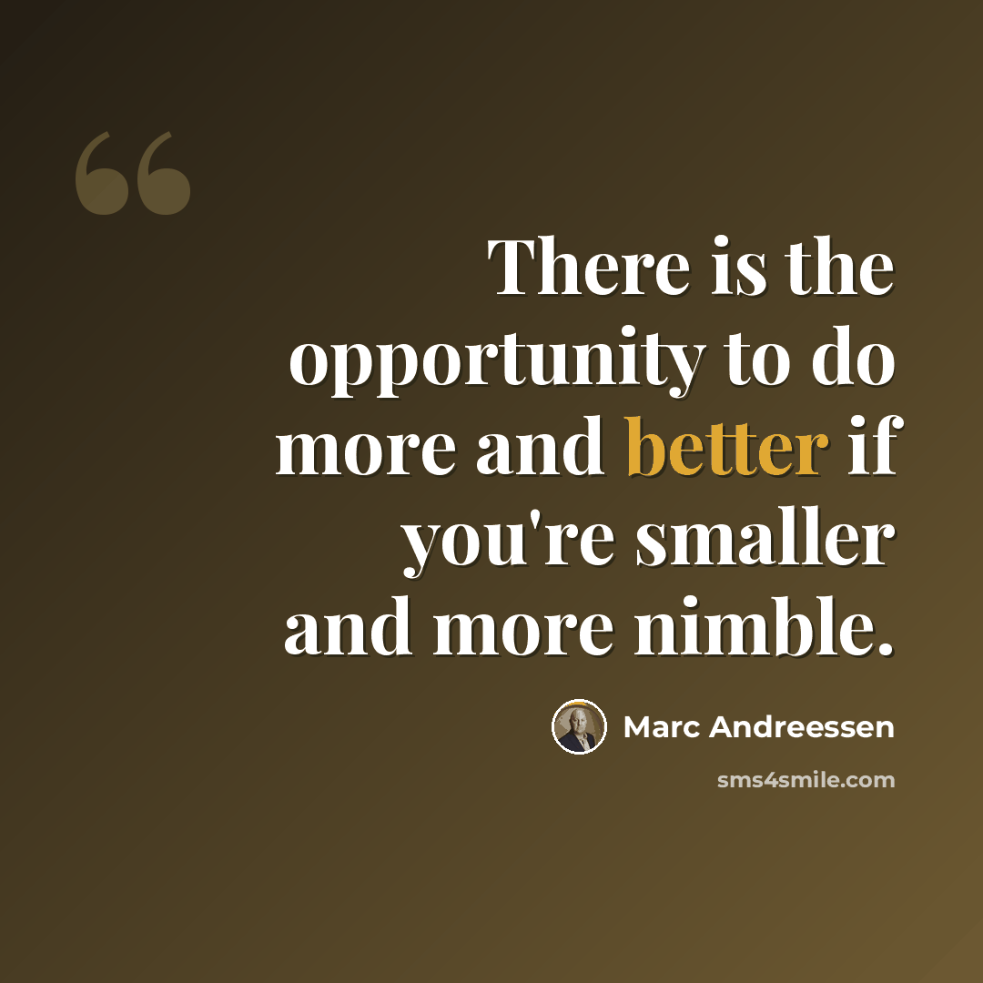 “There is the opportunity to do more and better if you're smaller and more nimble.” quote by Marc Andreessen