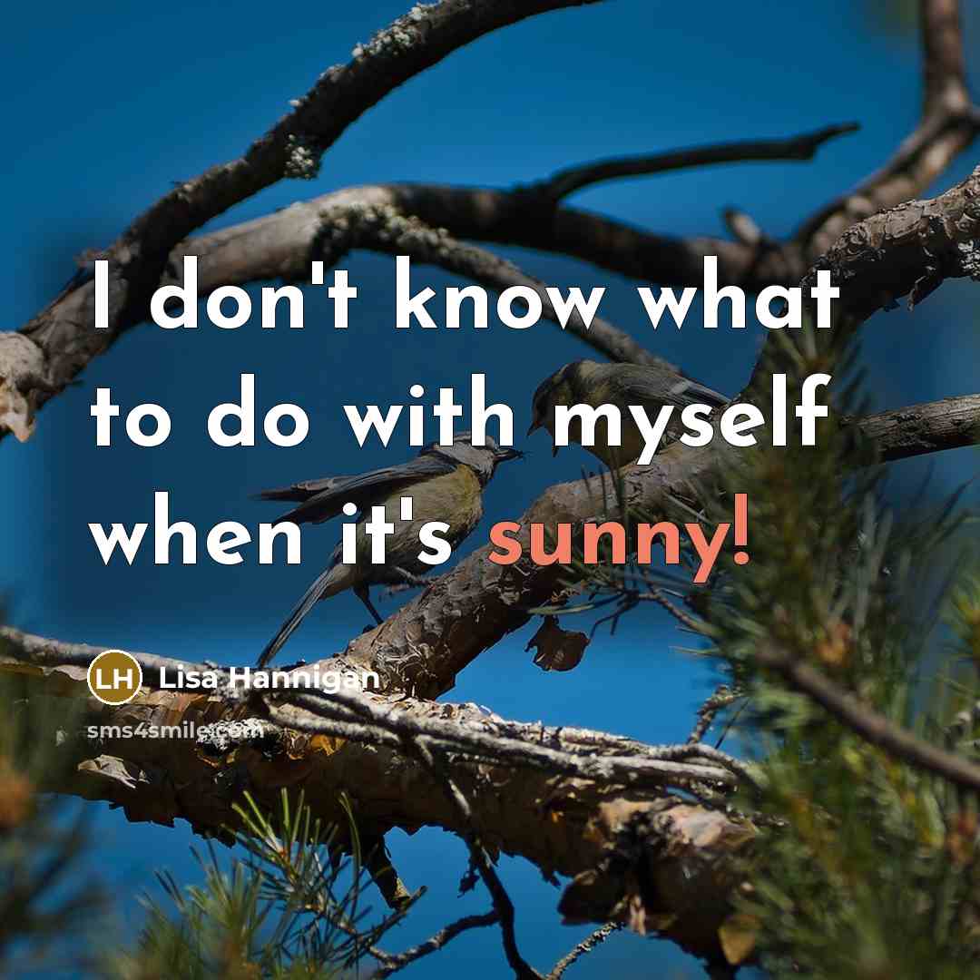“I don't know what to do with myself when it's sunny!” quote by Lisa Hannigan