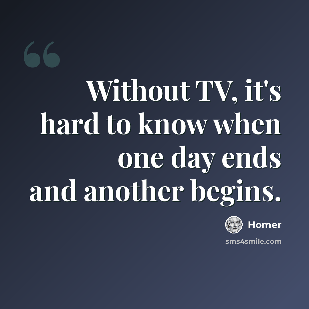 “Without TV, it's hard to know when one day ends and another begins.” quote by Homer