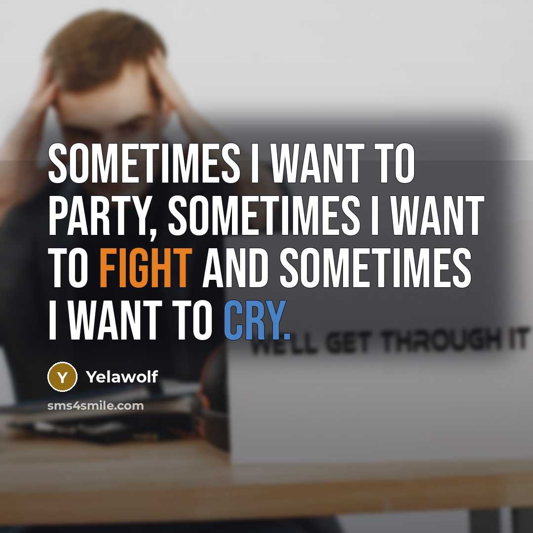 “Sometimes I want to party, sometimes I want to fight and sometimes I want to cry.” quote by Yelawolf