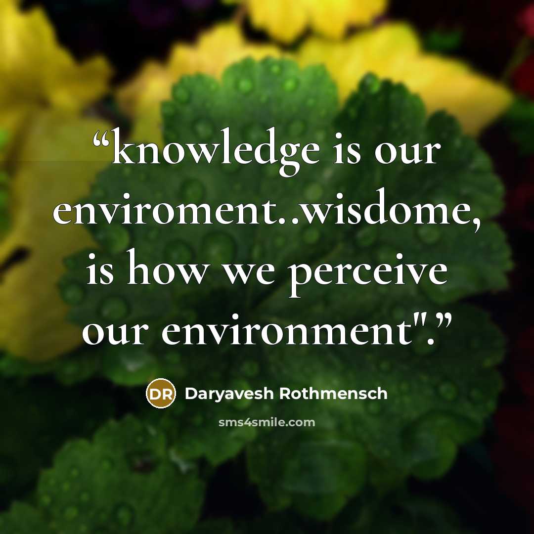“knowledge is our enviroment..wisdome, is how we perceive our environment".” quote by Daryavesh Rothmensch