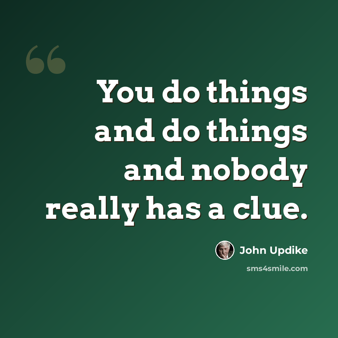 “You do things and do things and nobody really has a clue.” quote by John Updike