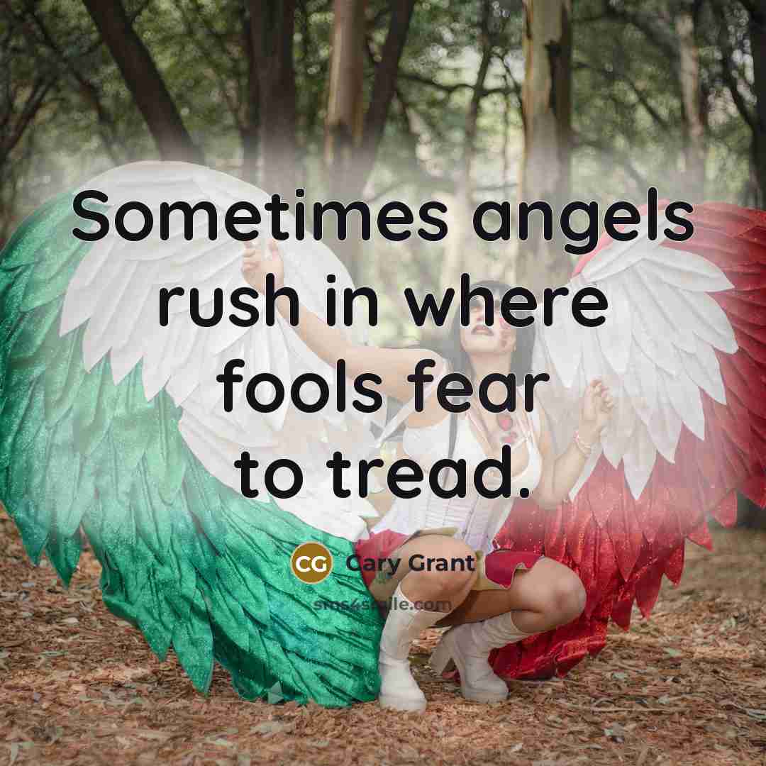 “Sometimes angels rush in where fools fear to tread.” quote by Cary Grant