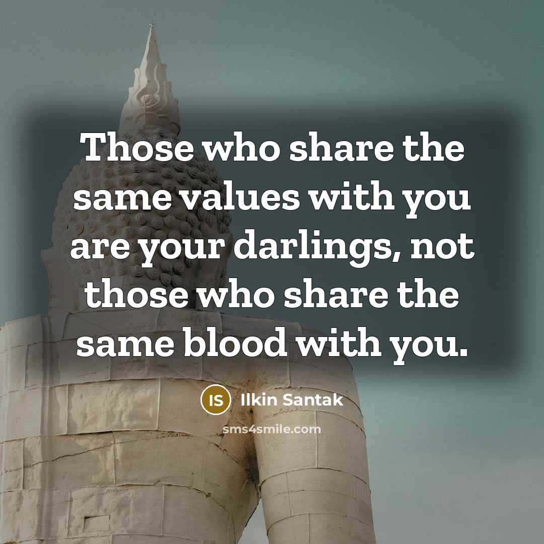 “Those who share the same values with you are your darlings, not those who share the same blood with you.” quote by Ilkin Santak