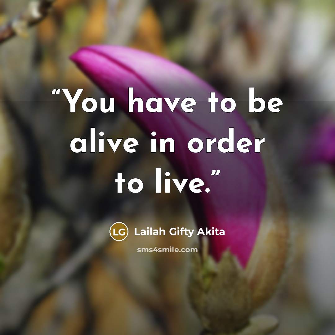 “You have to be alive in order to live.” quote by Lailah Gifty Akita