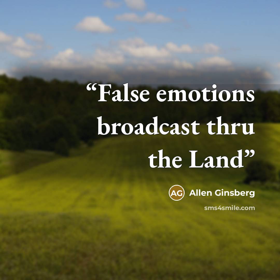 “False emotions broadcast thru the Land” quote by Allen Ginsberg