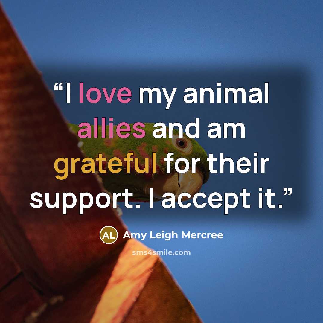 “I love my animal allies and am grateful for their support. I accept it.” quote by Amy Leigh Mercree