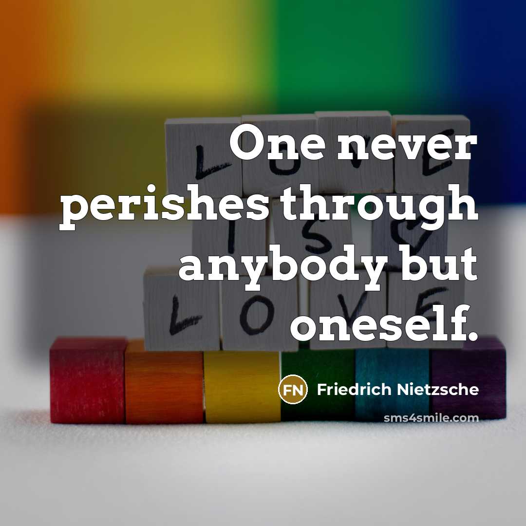 “One never perishes through anybody but oneself.” quote by Friedrich Nietzsche