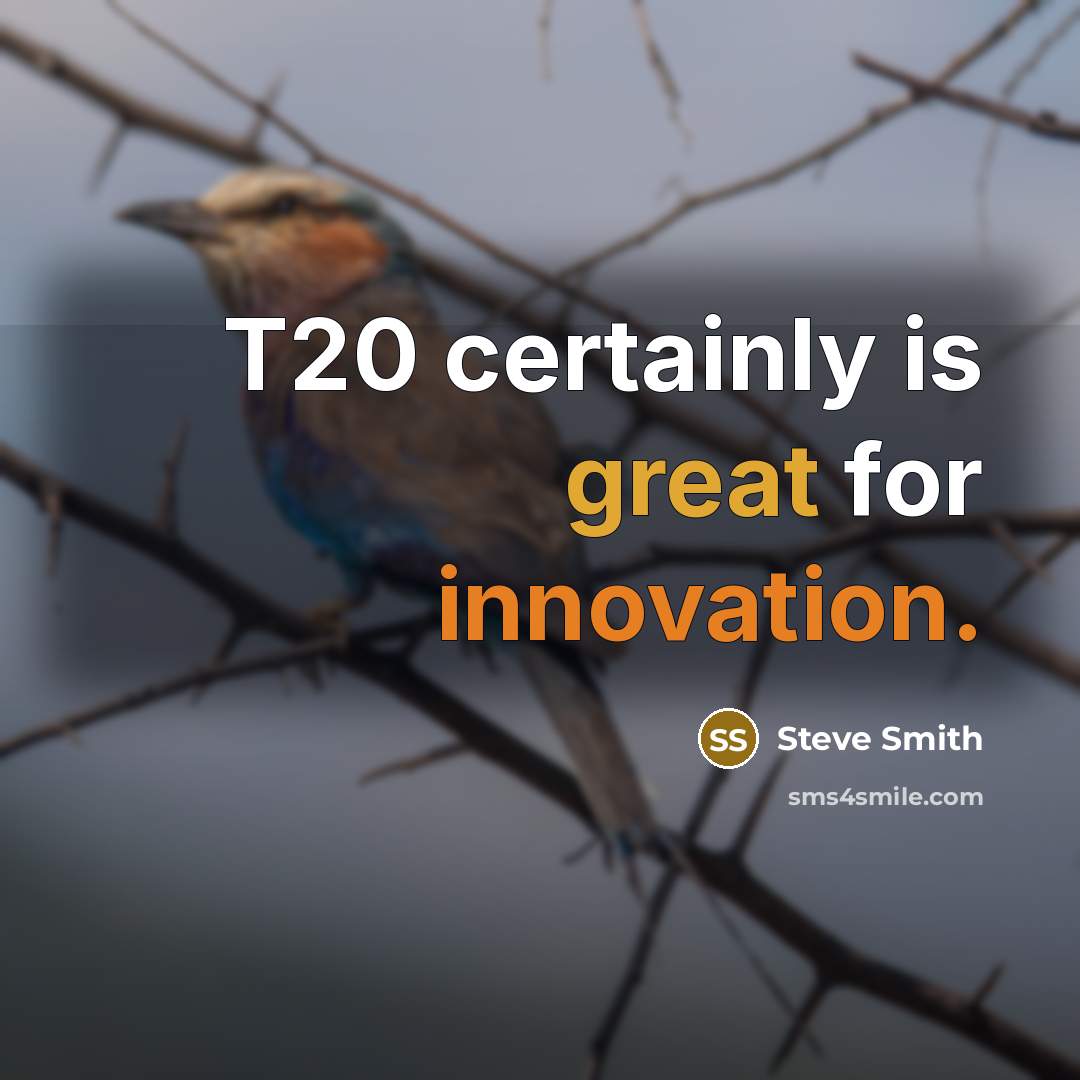 “T20 certainly is great for innovation.” quote by Steve Smith