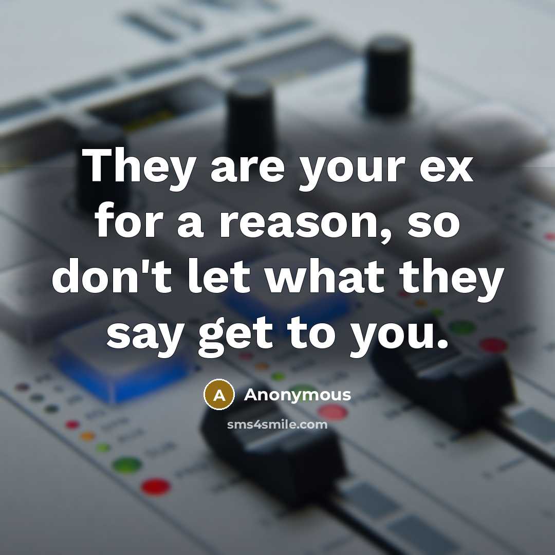 “They are your ex for a reason, so don't let what they say get to you.” quote by Anonymous