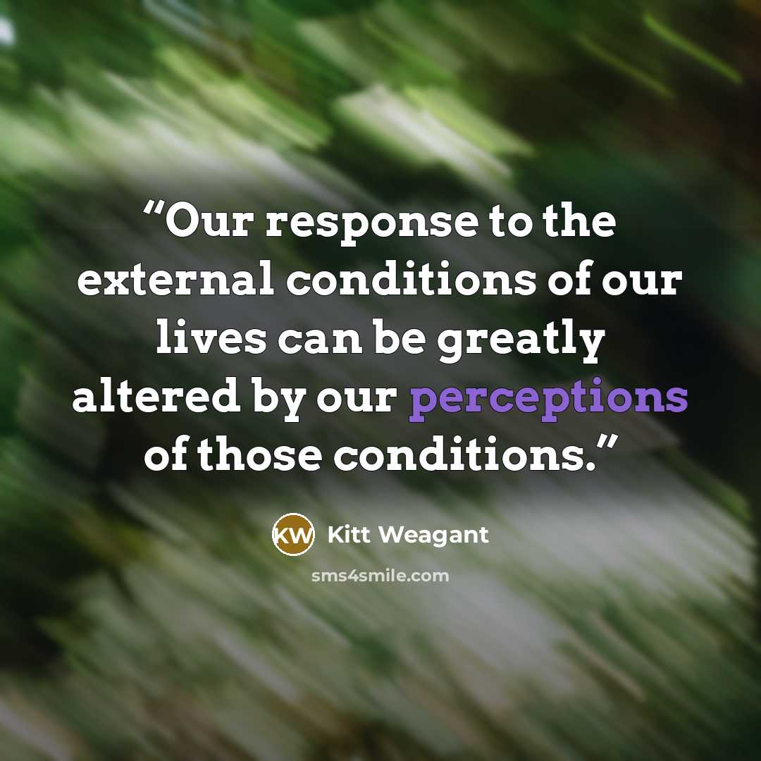 “Our response to the external conditions of our lives can be greatly altered by our perceptions of those conditions.” quote by Kitt Weagant