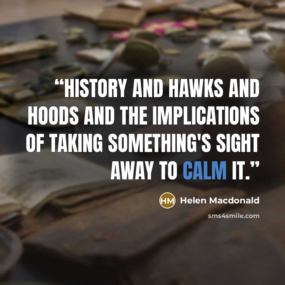 “History and hawks and hoods and the implications of taking something's sight away to calm it.” quote by Helen Macdonald
