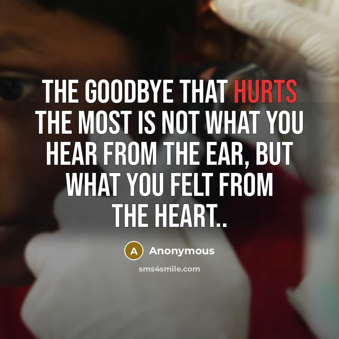 “The Goodbye that hurts the most is not what you hear from the ear, but what you felt from the heart..” quote by Anonymous