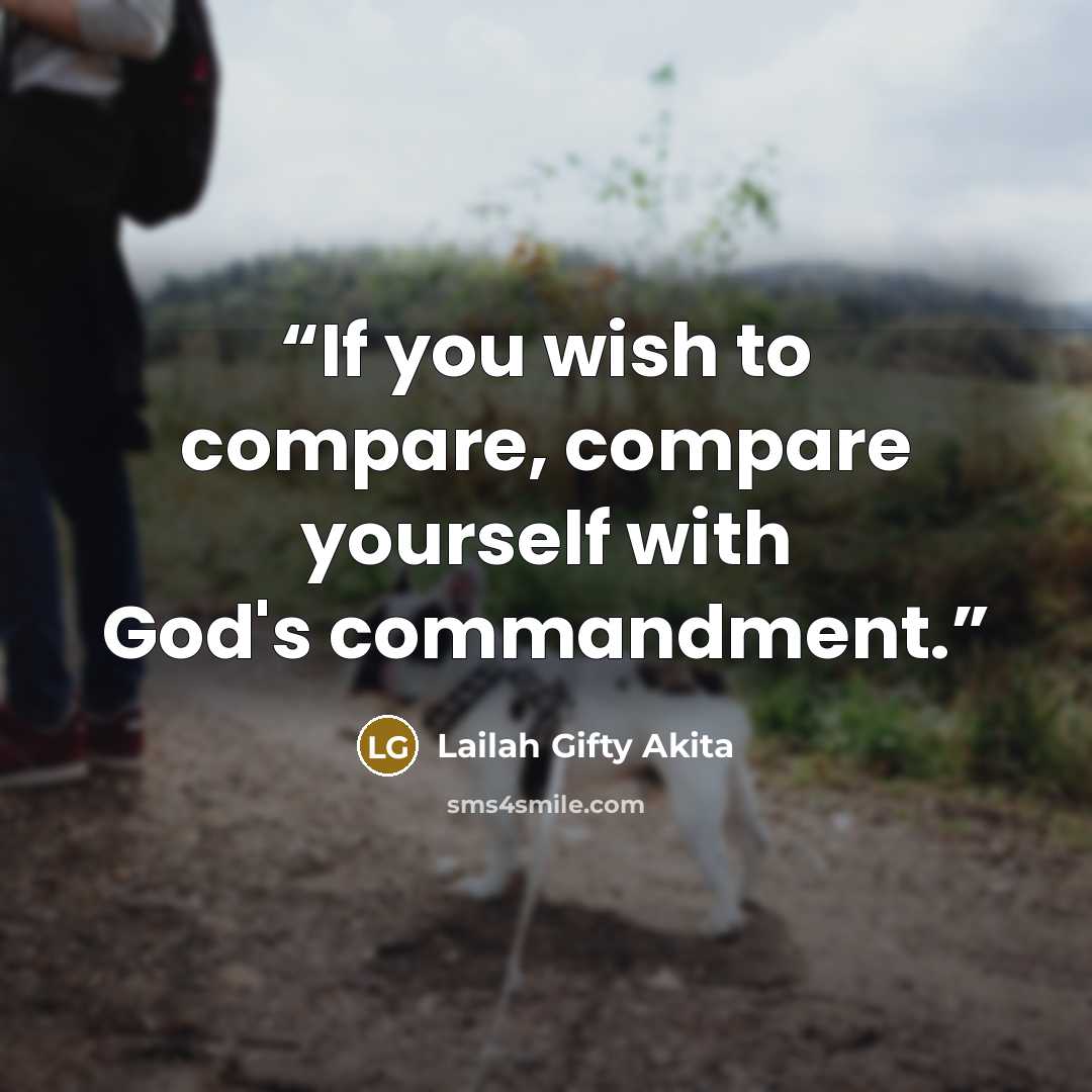 “If you wish to compare, compare yourself with God's commandment.” quote by Lailah Gifty Akita