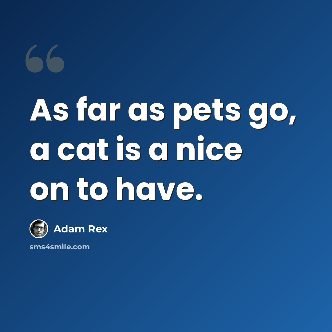 “As far as pets go, a cat is a nice on to have.” quote by Adam Rex