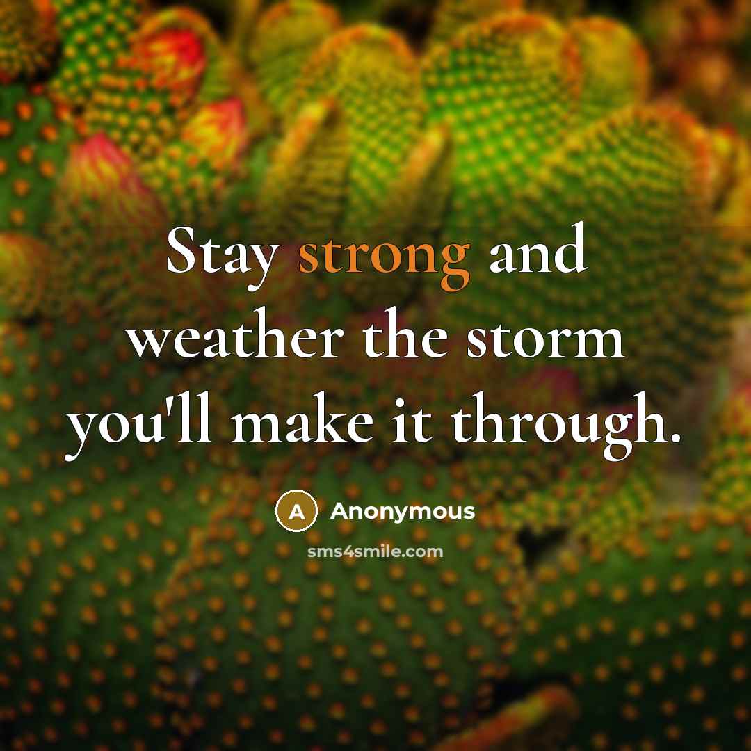 “Stay strong and weather the storm you'll make it through.” quote by Anonymous